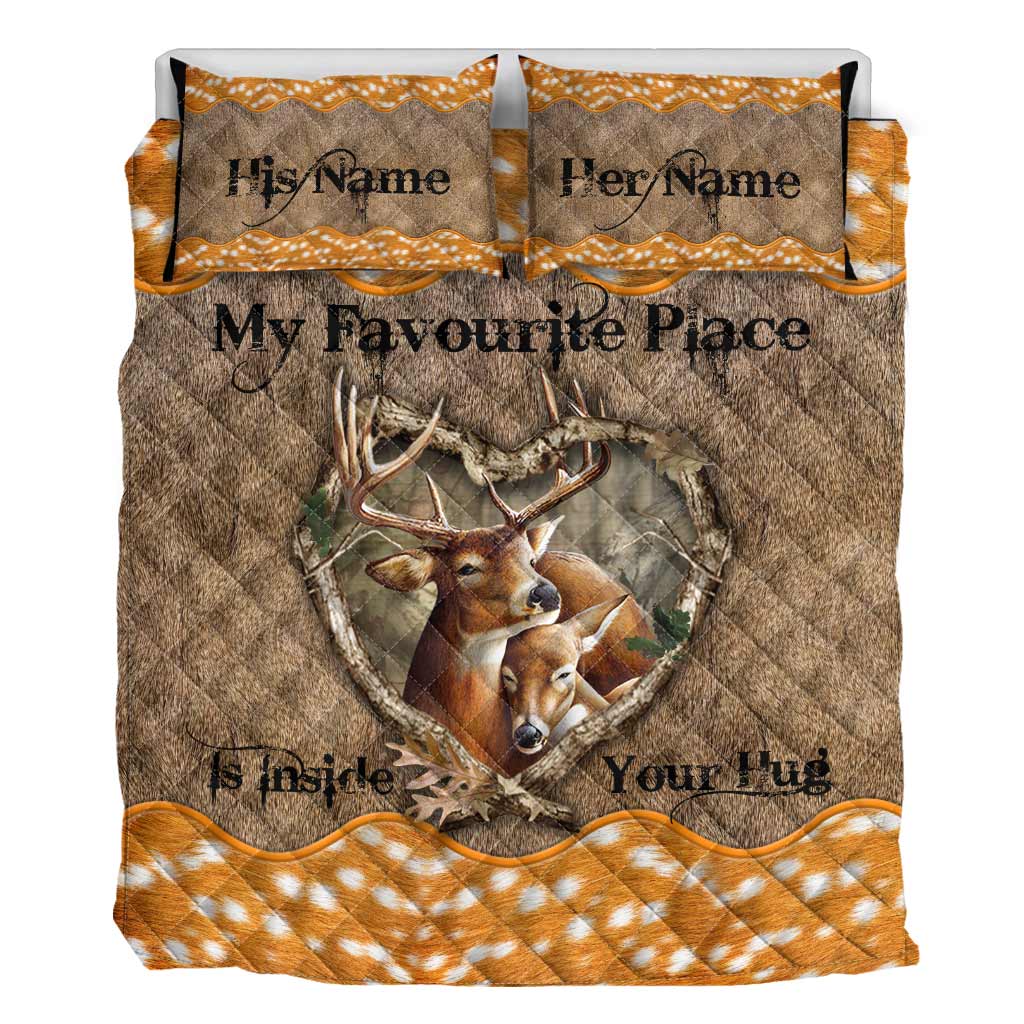 My Favourite Place Is Inside Your Hug - Personalized Couple Hunting Quilt Set With 3D Pattern Print
