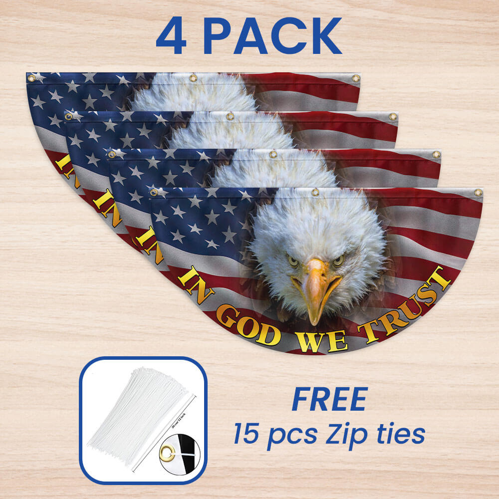 In God We Trust Bald Eagle American Non-Pleated Fan Flag MLN3391FL