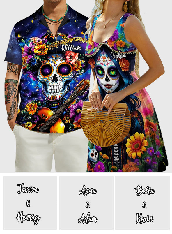 Till Death Do Us Part - Personalized Skull Hawaiian Shirt & Sleeveless Dress