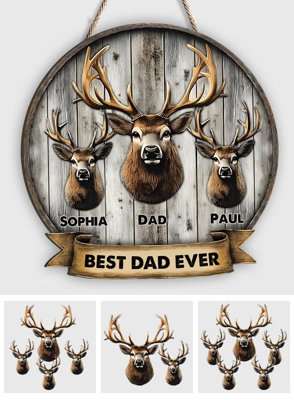 Best Dad Ever Gift For Dad, Grandpa, Uncle,.. - Personalized Hunting Custom Shaped Wood Sign