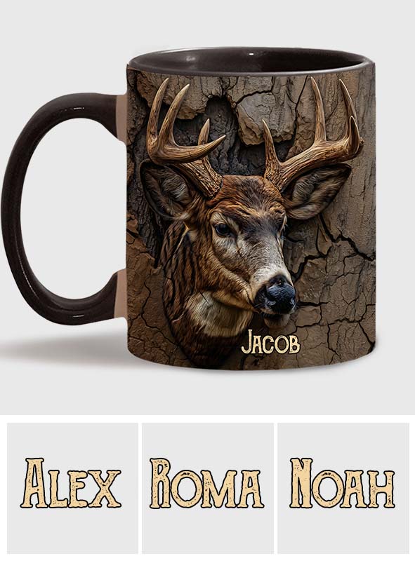 Deer Head Design - Personalized Hunting Accent Mug