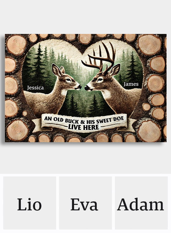 An Old Buck & His Sweet Doe Live Here - Personalized Hunting Doormat