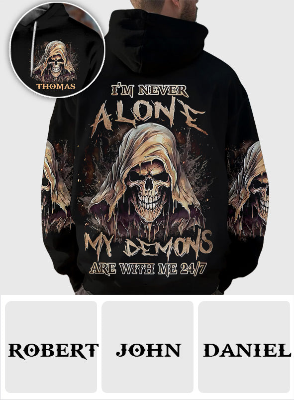 I'm Never Alone - Personalized Skull All Over Shirt