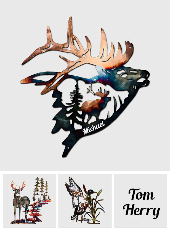 Love Hunting - Personalized Hunting Cut Metal Sign