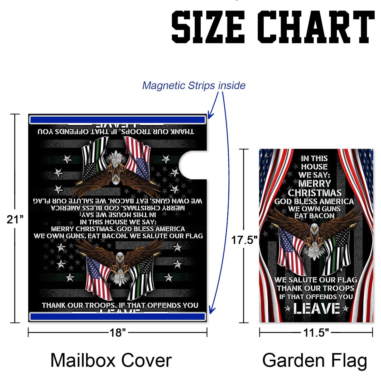 In This House We Salute Our Flag, Patriotic Eagle Veteran Garden Flag & Mailbox Cover TPT411MF