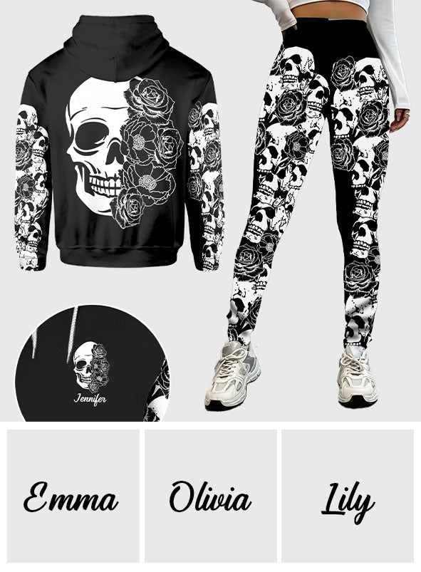 Skull And Roses - Personalized Skull Hoodie and Leggings