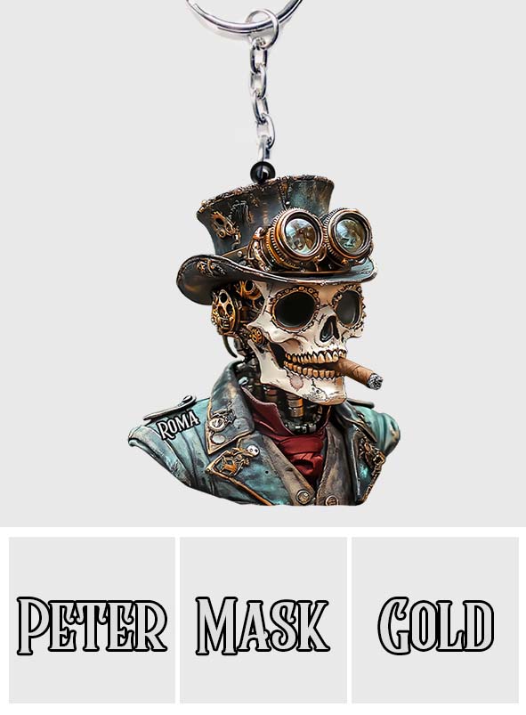 Steampunk Skull - Personalized Skull Keychain