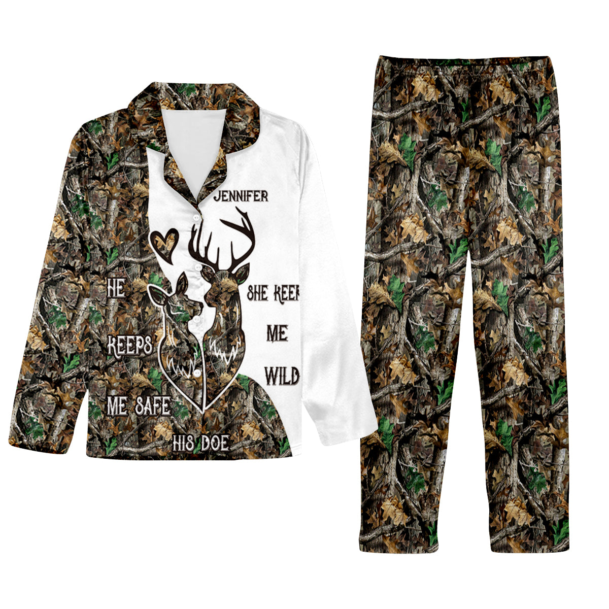 Wildest Love - Personalized Hunting Button Down Pajamas