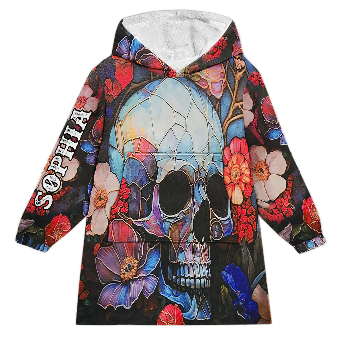 Floral Skull - Personalized Skull Blanket Hoodie