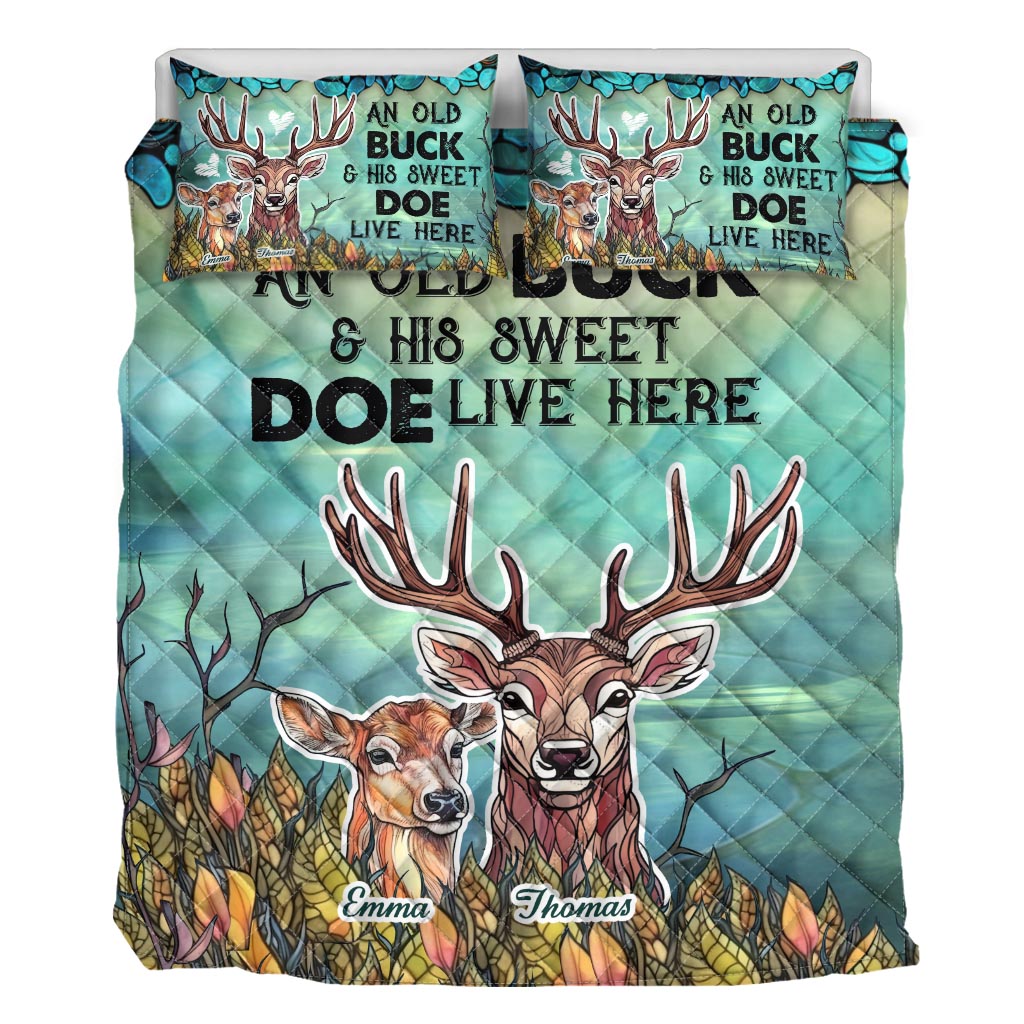 Live Here - Personalized Hunting Quilt Set