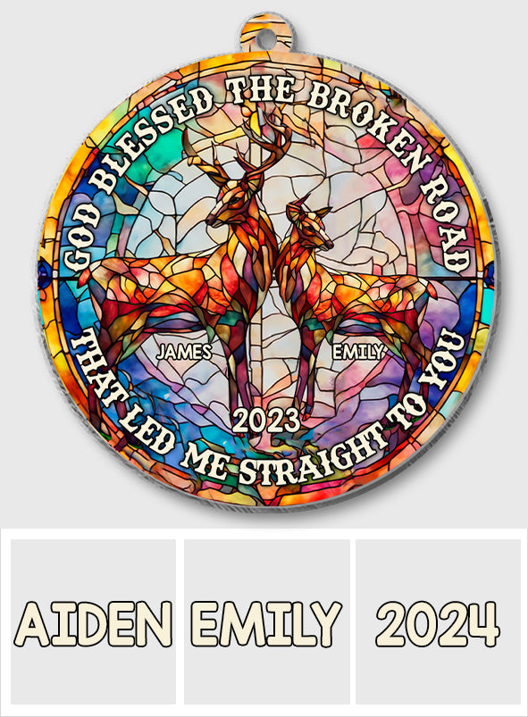 God Blessed The Broken Road - Personalized Hunting Ornament