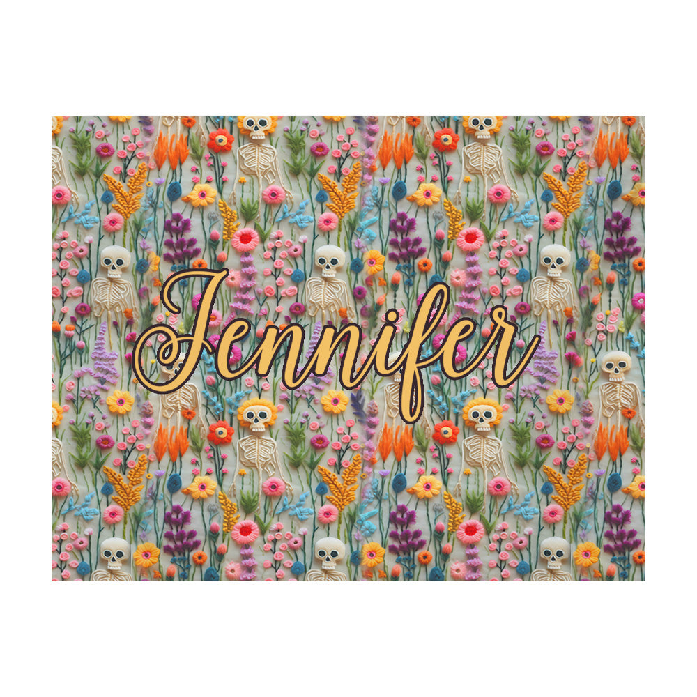Floral Skeleton - Personalized Skull Wall Tapestry