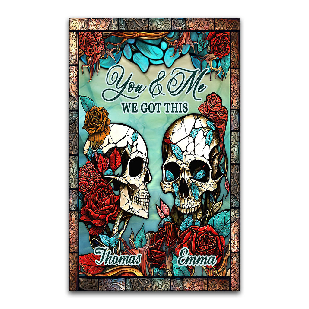 Skull Couple - Skull gift for husband, wife, boyfriend, girlfriend - Personalized Rug