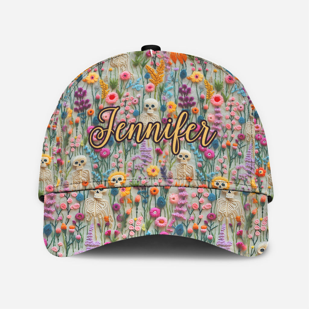 Floral Skeleton - Personalized Skull Classic Cap