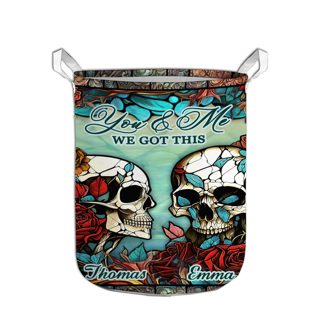 Skull Couple - Skull gift for husband, wife, boyfriend, girlfriend - Personalized Storage Basket