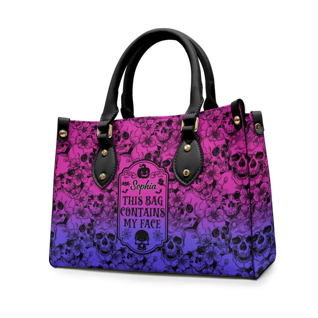 This Bag Contains My Face - Personalized Skull Leather Handbag