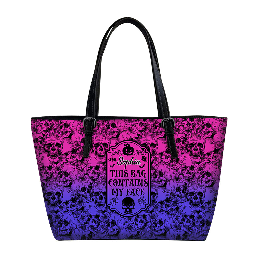 This Bag Contains My Face - Personalized Skull Leather Bag