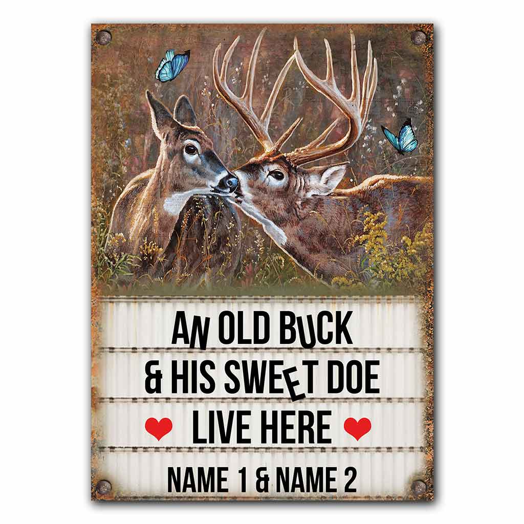 An Old Buck And His Sweet Doe - Hunting Personalized Rectangle Metal Sign