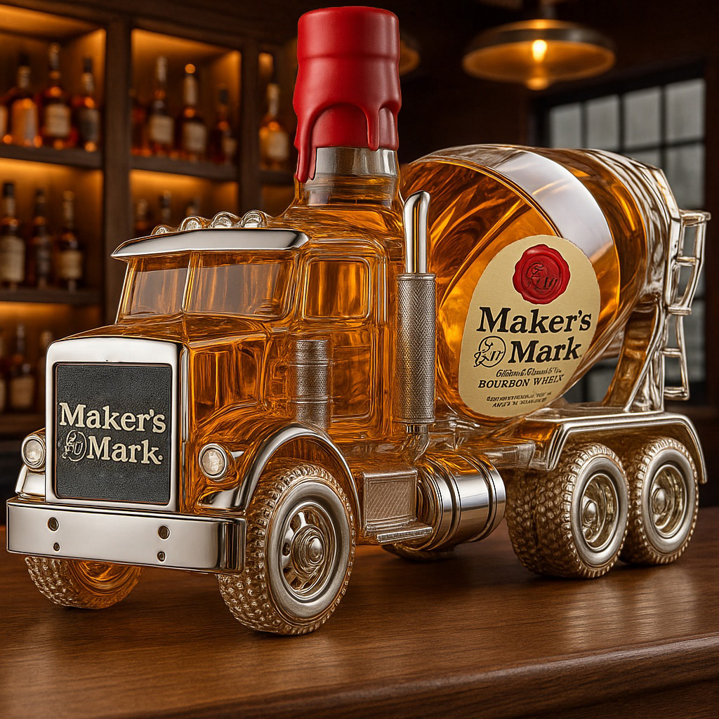 Cement Mixer Truck Whiskey Bottle