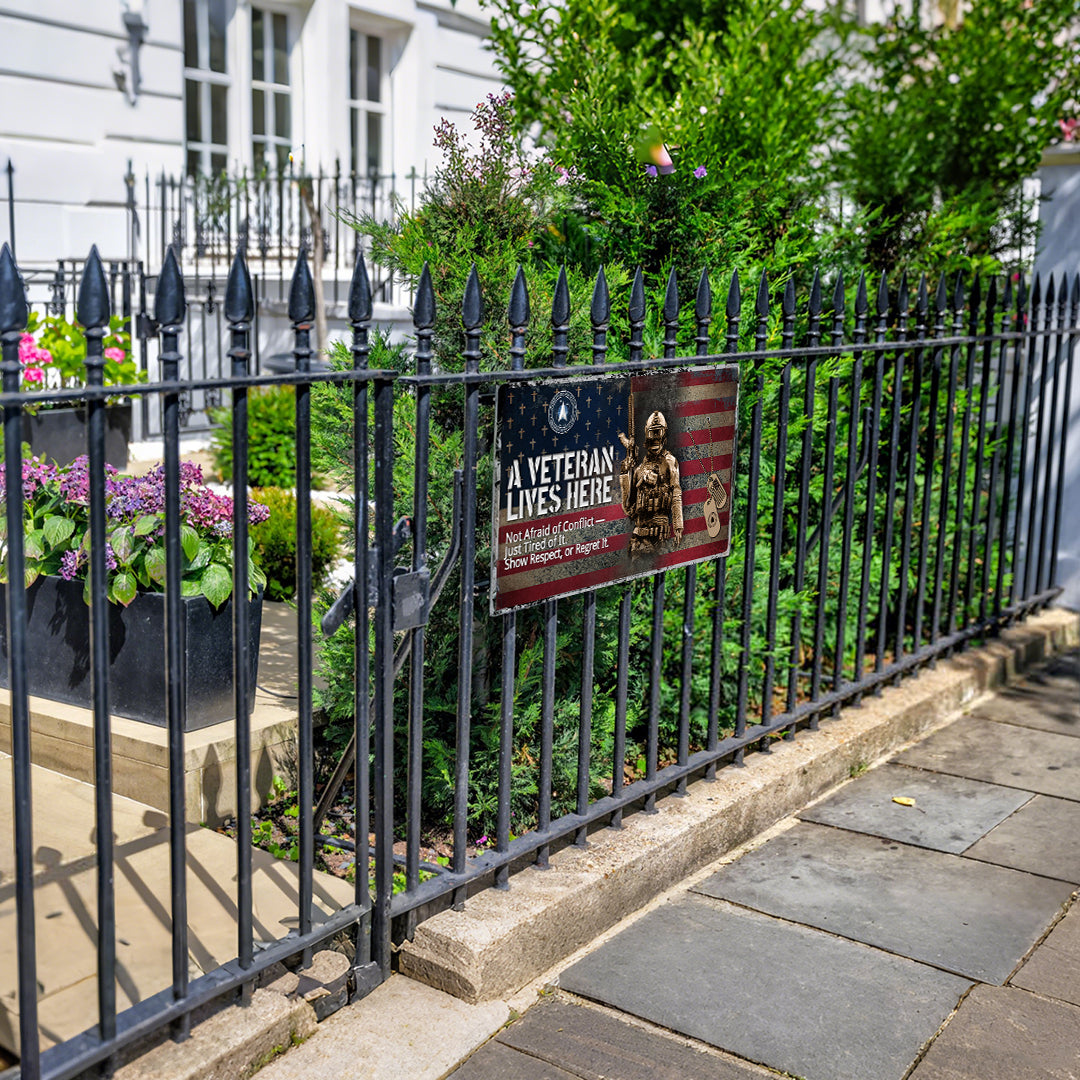 🛡️ Personalized Metal Door Sign – "A Veteran Lives Here" / "A Soldier Lives Here"