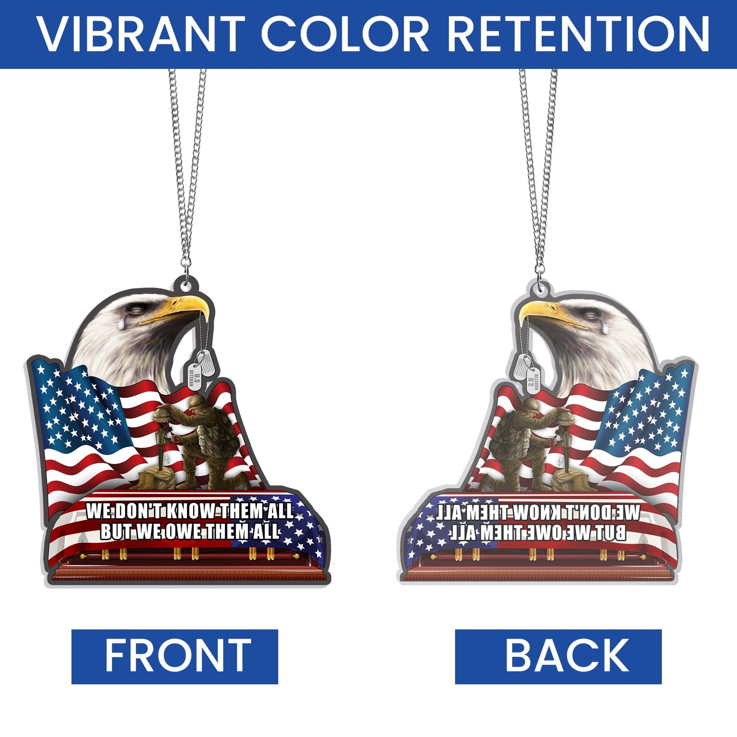 Veterans We Owe Them All, Memorial Patriotic Eagle American Suncatcher Acrylic Hanging TPT2201AS