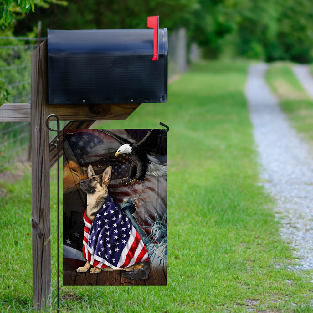 German Shepherd American Patriot Flag