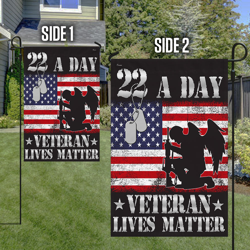 22 A Day Veterans Flag Veteran Lives Matter Suicide Awareness TQN496F