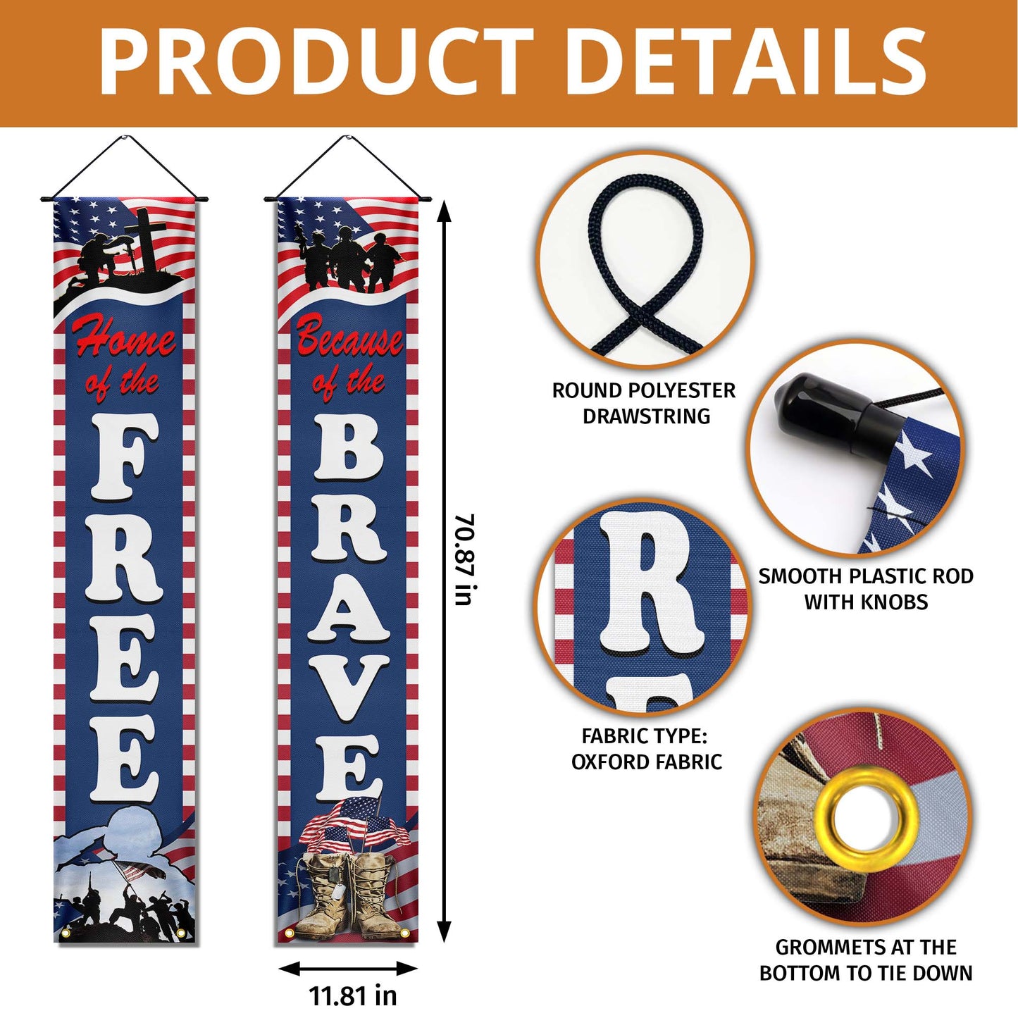 Veterans Day, Home Of The Free Because Of The Brave Door Cover & Banners TPT1279CB
