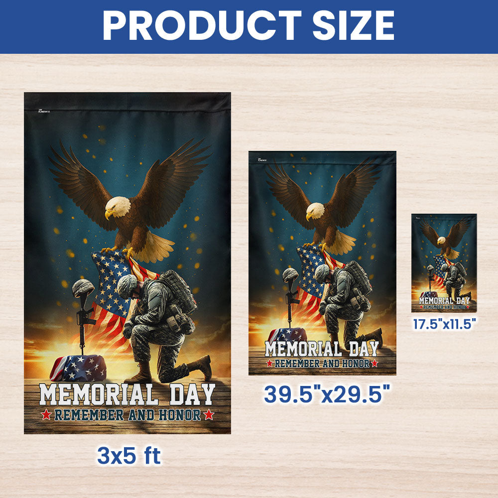 Memorial Day Eagle Kneeling Soldier Remember and Honor Flag MLN5543DTD