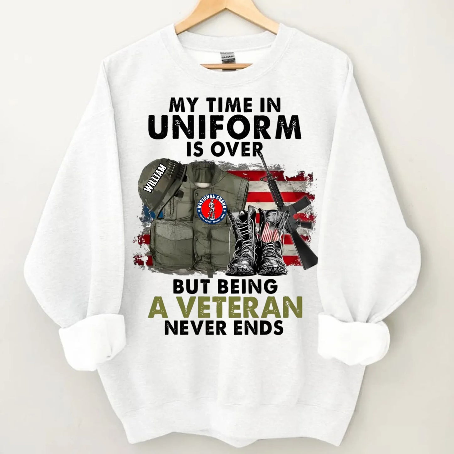 Custom Veterans Honor T-shirt - Personalized Logo and Name Classic Military Gear Printed Apparel - A Gift For Veteran,Family,Dad,Grandfather