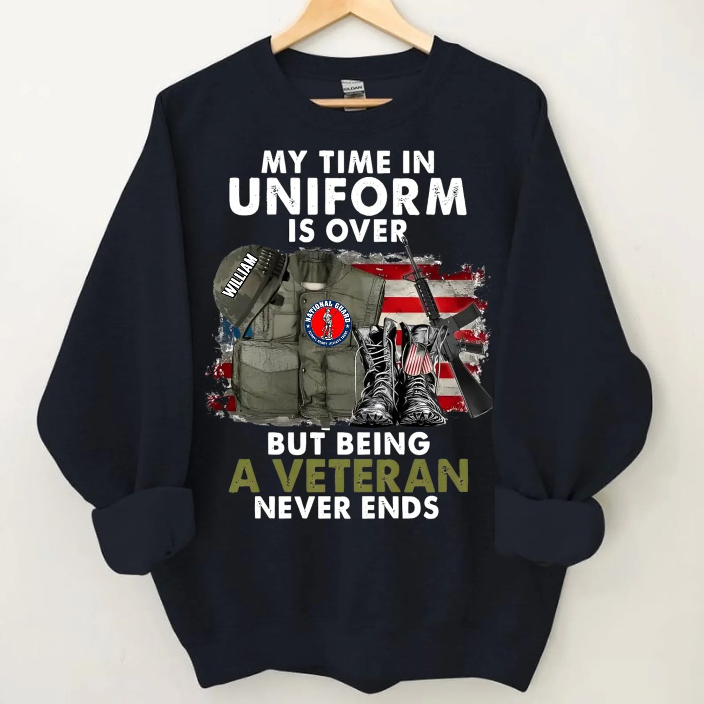 Custom Veterans Honor T-shirt - Personalized Logo and Name Classic Military Gear Printed Apparel - A Gift For Veteran,Family,Dad,Grandfather
