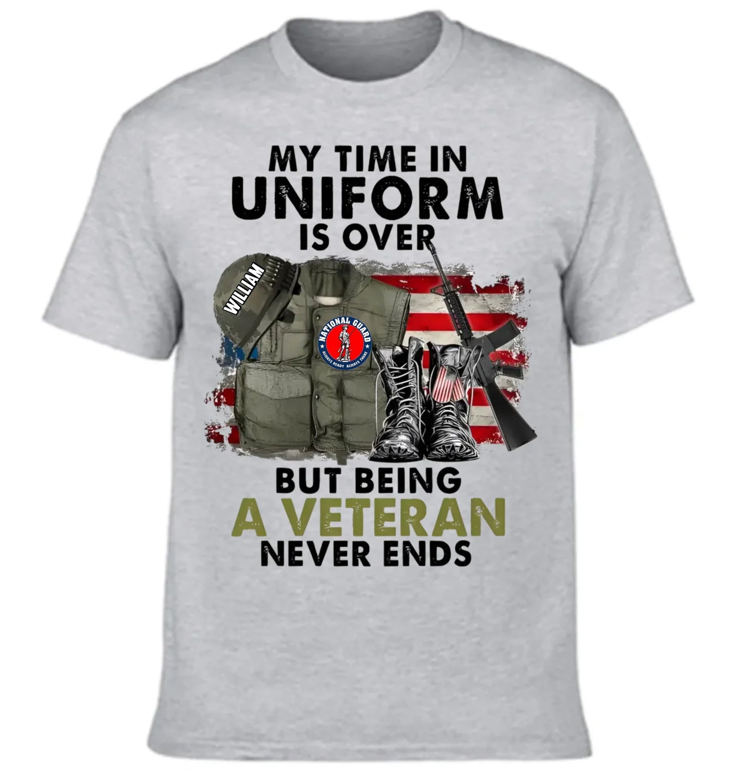 Custom Veterans Honor T-shirt - Personalized Logo and Name Classic Military Gear Printed Apparel - A Gift For Veteran,Family,Dad,Grandfather