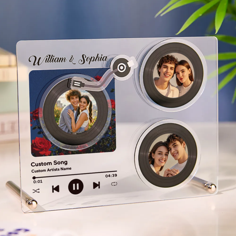 💽Personalized Rotating Vinyl Record Plaque – Custom Song & Photo Acrylic Gift🎁