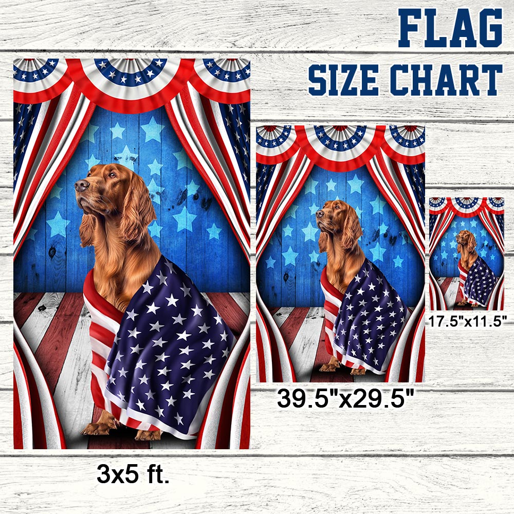 Flagwix American Flag - Happy 4th Of july. Irish Setter Patriotic Dog, American Flag Wrapped in Glory TPT898Fv7
