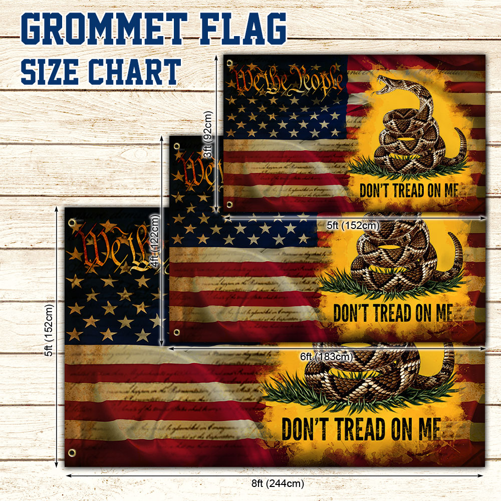 Don't Tread On Me Gadsden Grommet Flag 3-Day Shipping