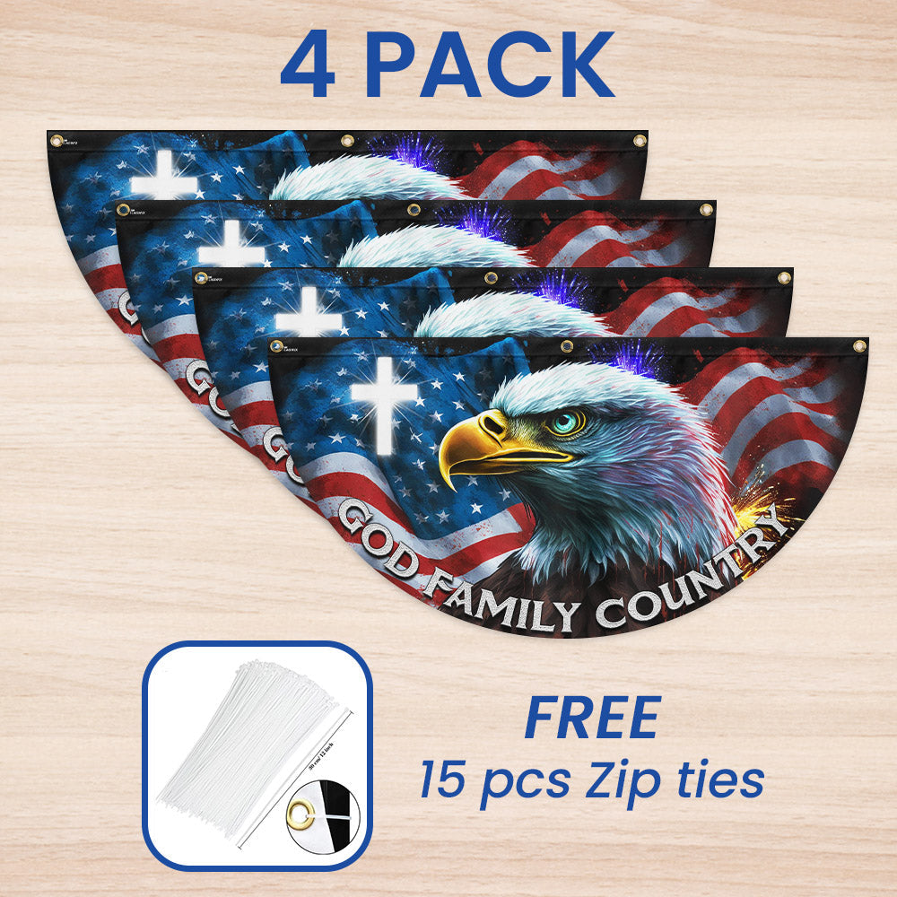 Patriotic Eagle God Family Country Non-Pleated Fan Flag MLN3339FL