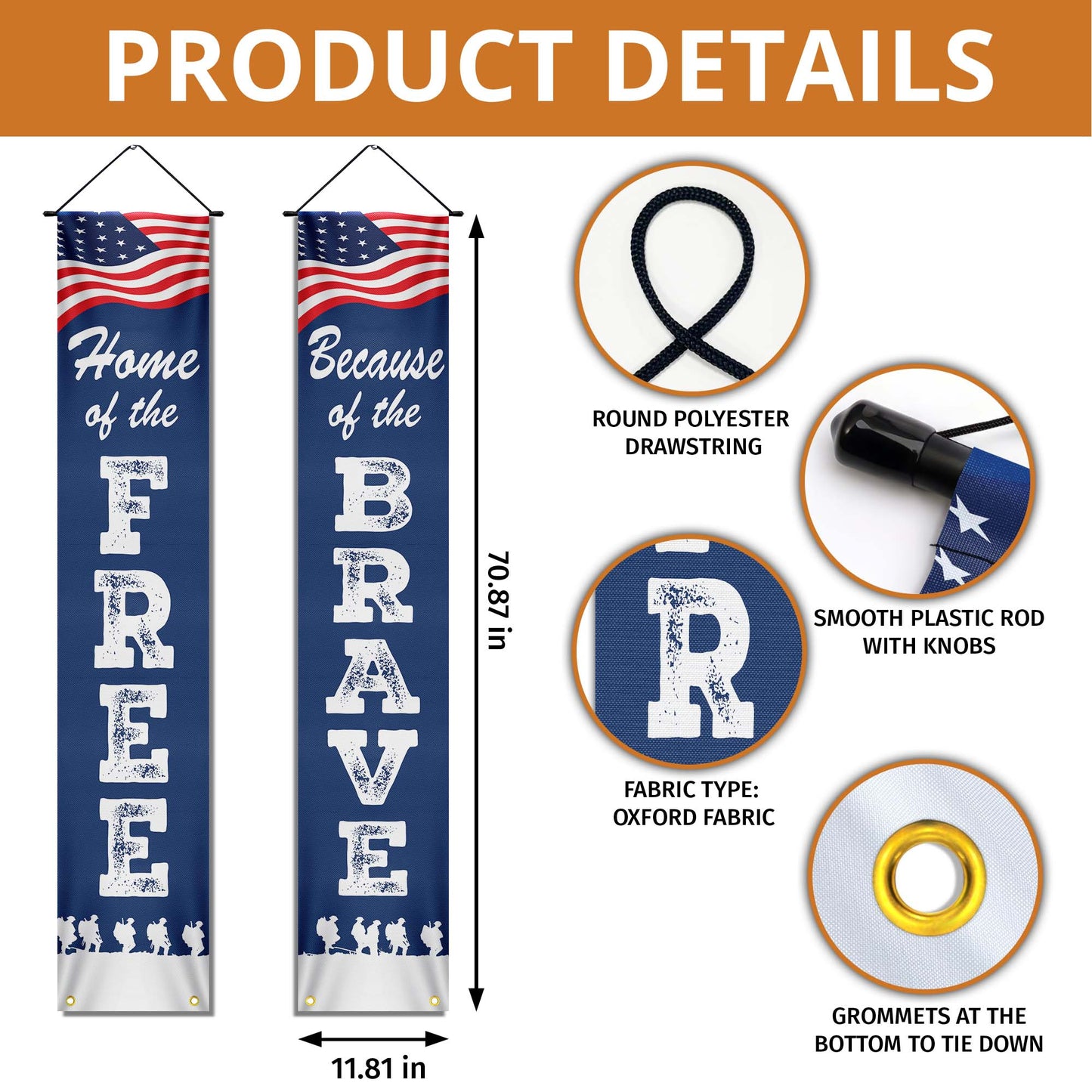Veterans Day, Home Of The Free Because Of The Brave Door Cover & Banners TPT1273CB