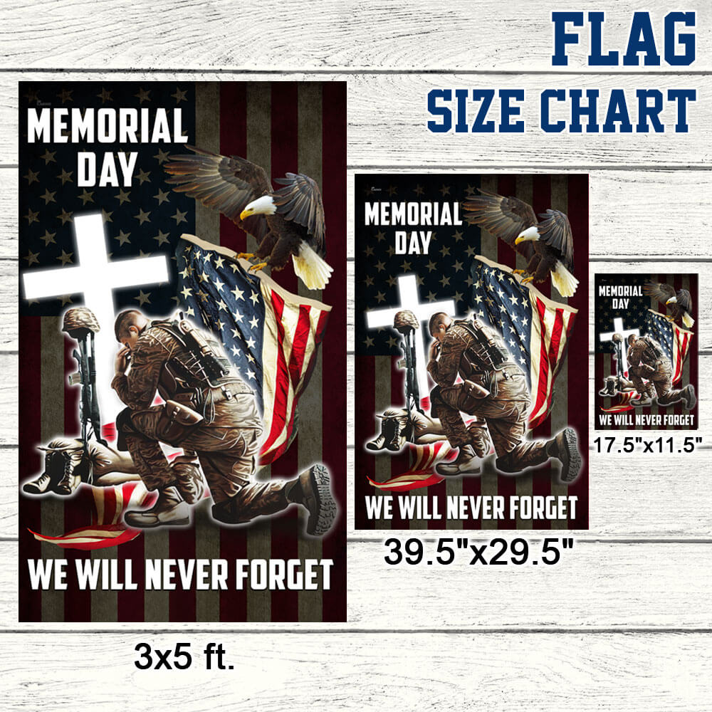 Memorial Day. Remember and Honor Veteran American Eagle Two-Sided Flag TPT776Fv1