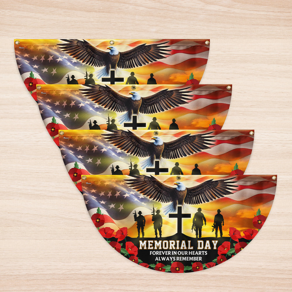 Memorial Day Forever In Our Hearts Non-Pleated Fan Flag VTM1208NTH