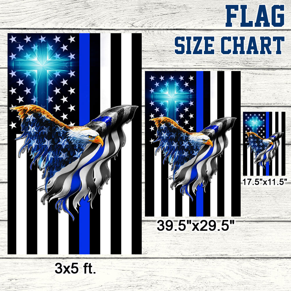 The Thin Blue Line. Police. Law Enforcement American Eagle Flag THB3482Fv1