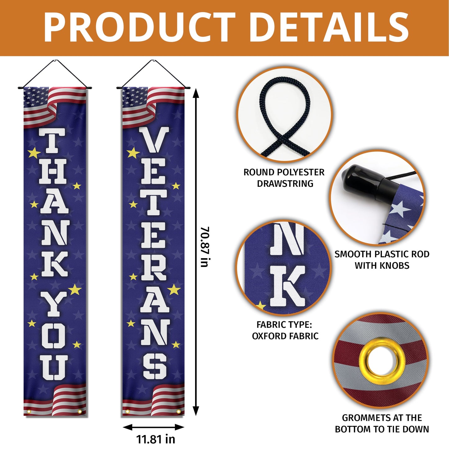 Thank You Veterans, Honoring Those Who Served, Veterans Day, American Eagle Door Cover & Banners TPT1266CB