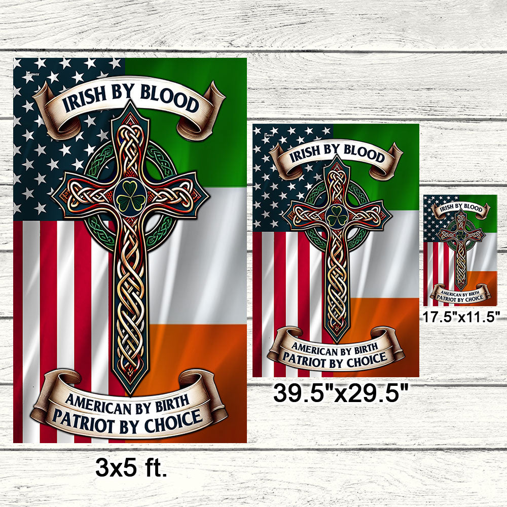 FLAGWIX Irish Celtic Cross Saint Patrick's Day Flag Irish By Blood American By Birth Patriot By Choice MLN2550F