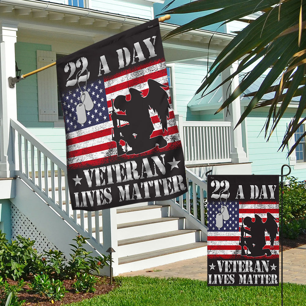 22 A Day Veterans Flag Veteran Lives Matter Suicide Awareness TQN496F