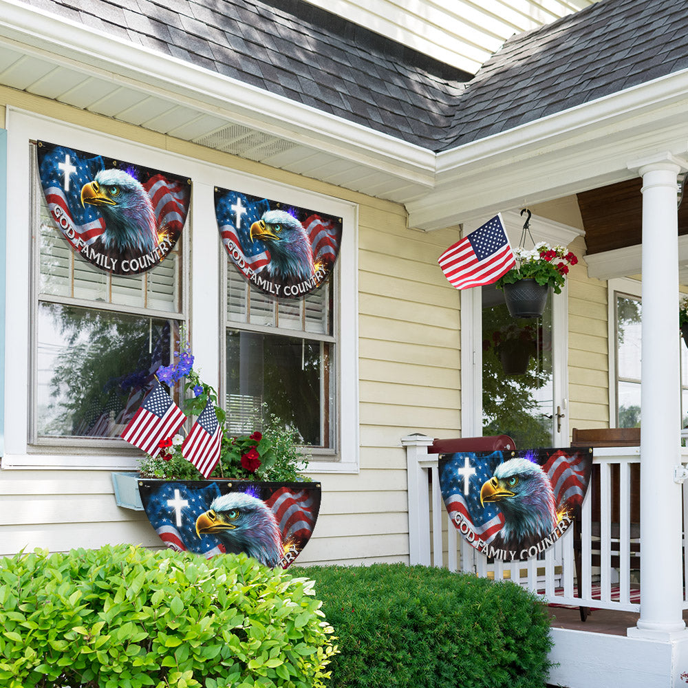 Patriotic Eagle God Family Country Non-Pleated Fan Flag MLN3339FL