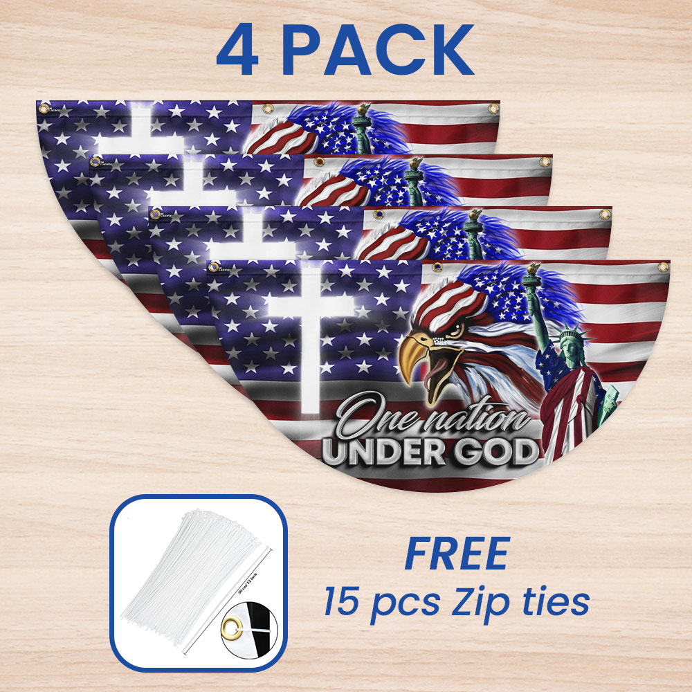 US Eagle Cross Freedom One Nation Under God Non-Pleated Fan Flag MLN3133FL