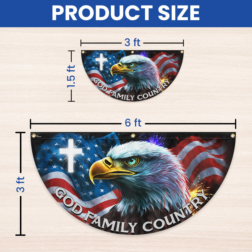 Patriotic Eagle God Family Country Non-Pleated Fan Flag MLN3339FL