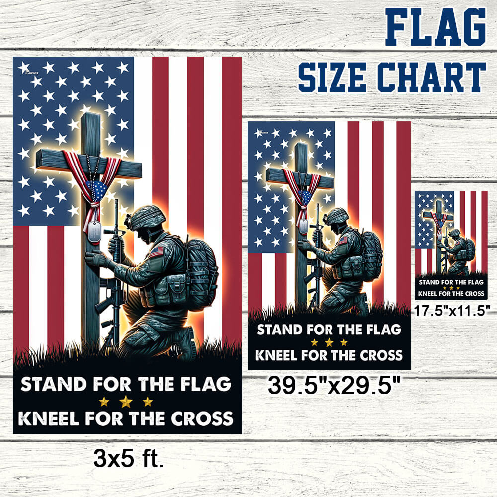 Stand For The Flag Kneel For The Cross – Patriotic Christian Flag for 4th of july & Memorial Displays
