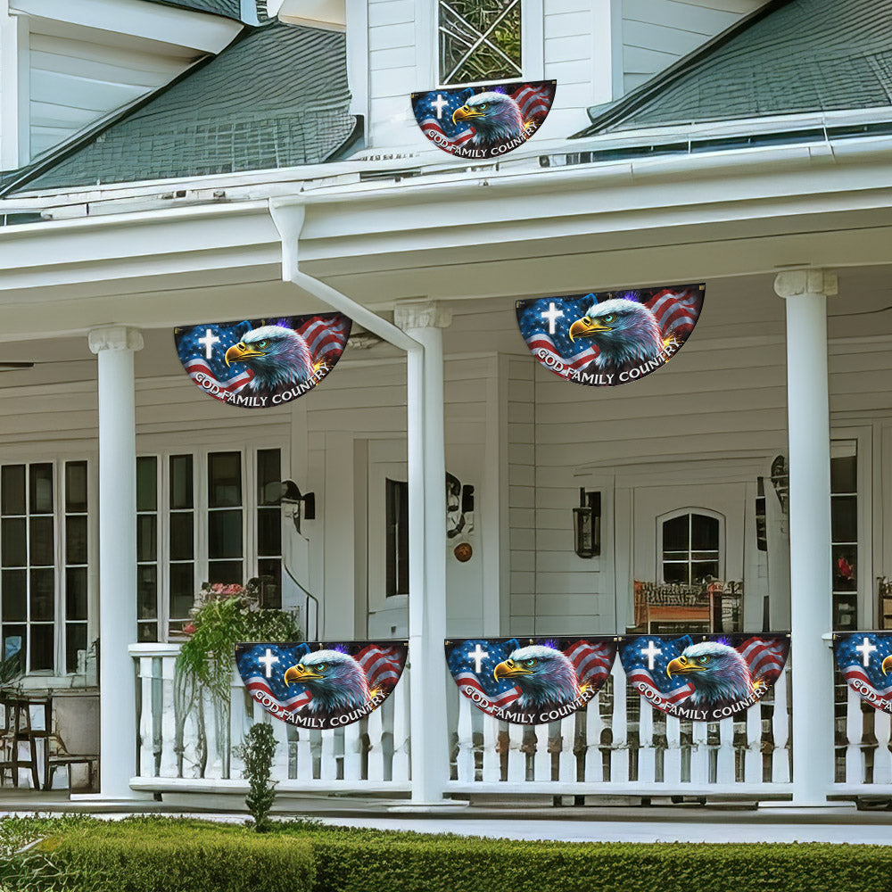 Patriotic Eagle God Family Country Non-Pleated Fan Flag MLN3339FL