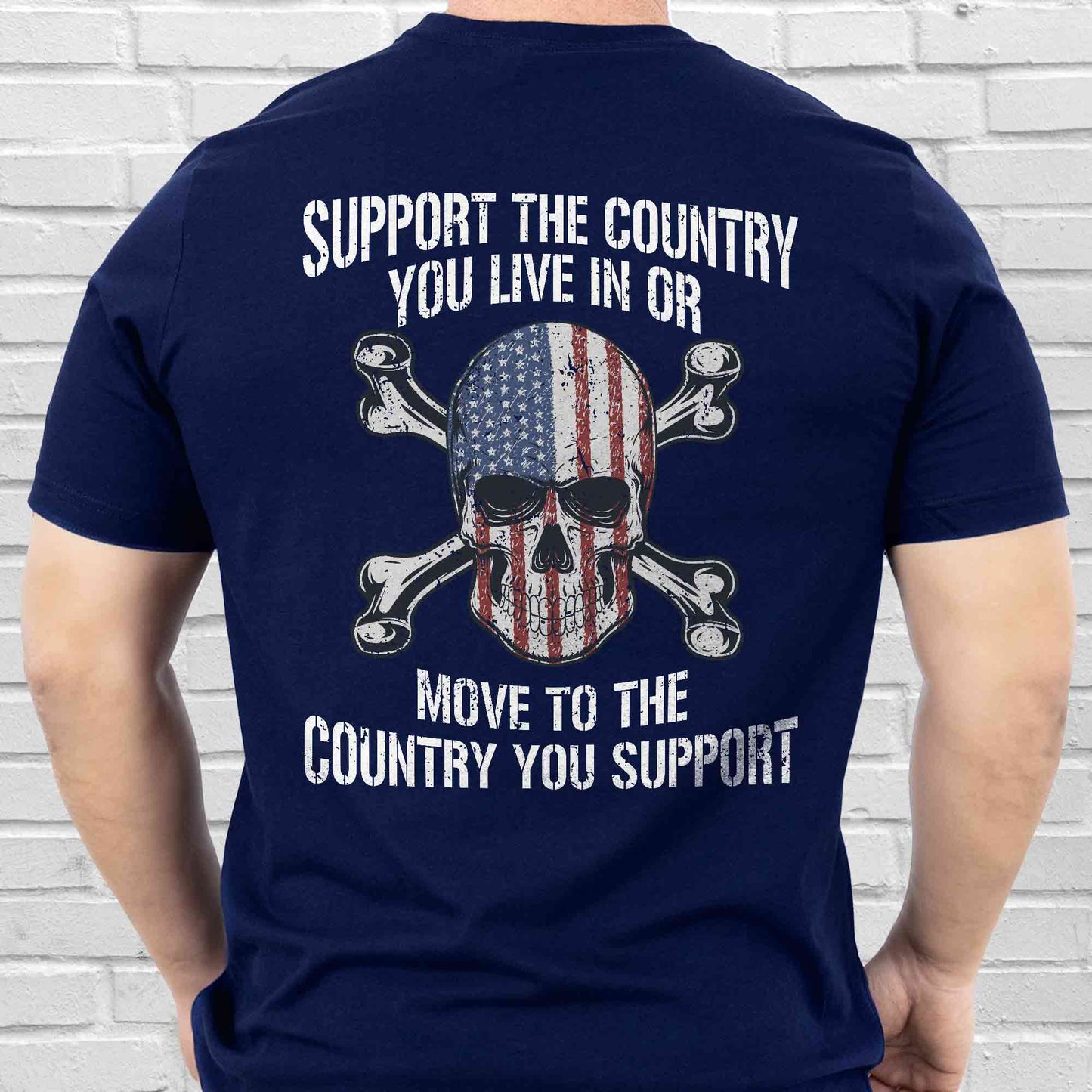 4th of july Gifts, Skull USA Flag, Support The Country You Live In T-Shirt VTM95DNV