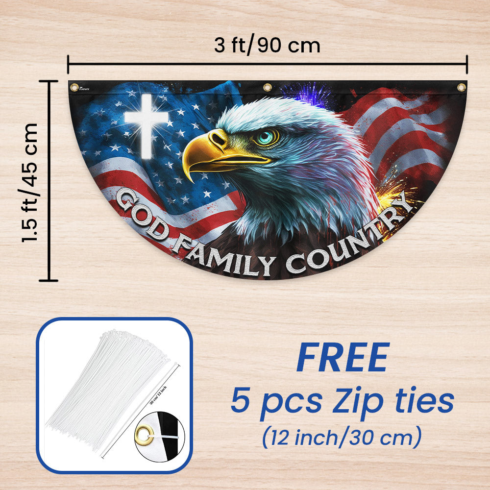 Patriotic Eagle God Family Country Non-Pleated Fan Flag MLN3339FL